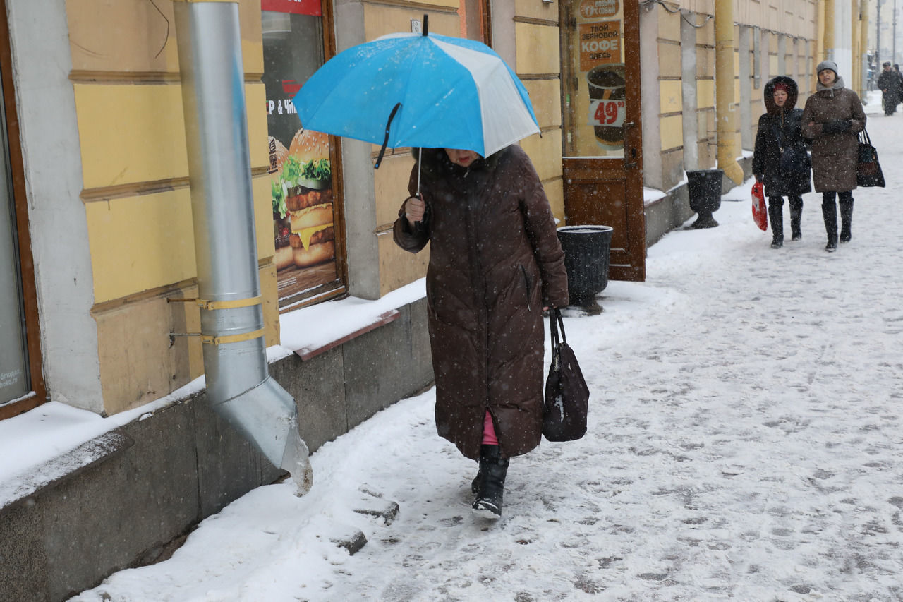 МЧС: во вторник в Петербурге ожидаются ветер, мокрый снег и гололедица
